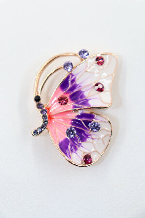 Kelebek broş. Kristal taşlı tasarım kelebek broş. Yaka iğnesi broş. Kadın broş. Broş.