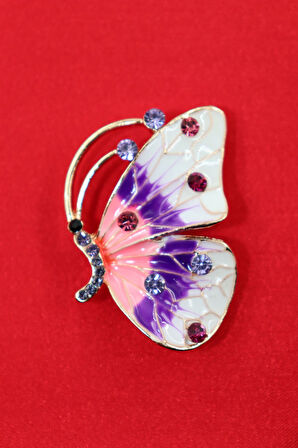 Kelebek broş. Kristal taşlı tasarım kelebek broş. Yaka iğnesi broş. Kadın broş. Broş.