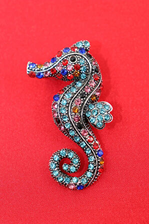 Deniz atı broş. Taşlı tasarım denizatı broş. Kadın broş. Broş. Erkek broş. Unisex.