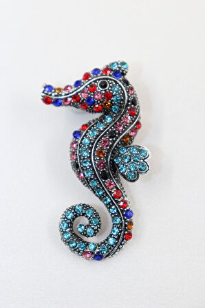 Deniz atı broş. Taşlı tasarım denizatı broş. Kadın broş. Broş. Erkek broş. Unisex.