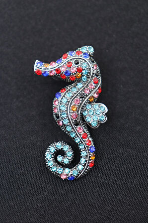 Deniz atı broş. Taşlı tasarım denizatı broş. Kadın broş. Broş. Erkek broş. Unisex.