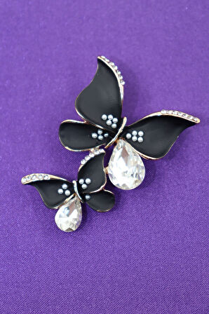 İkili Kelebek Broş. Kristal Taşlı Tasarım Elmas Kelebek Broş. Yaka Iğnesi Broş. Kadın Broş. Broş.
