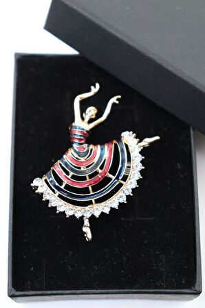 Flamenko Dansçısı Broş. Kristal Taşlı Broş. Yaka Iğnesi Broş. Kadın Broş. Gold Broş.