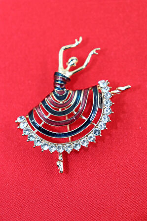 Flamenko Dansçısı Broş. Kristal Taşlı Broş. Yaka Iğnesi Broş. Kadın Broş. Gold Broş.