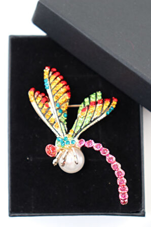 Yusufçuk broş. Taşlı tasarım broş. Yaka iğnesi broş. Kadın broş. Broş. Erkek broş. Unisex.