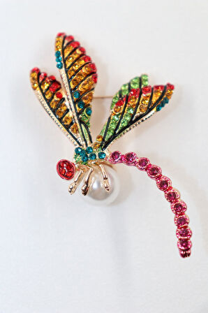 Yusufçuk broş. Taşlı tasarım broş. Yaka iğnesi broş. Kadın broş. Broş. Erkek broş. Unisex.