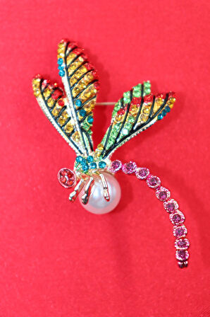 Yusufçuk broş. Taşlı tasarım broş. Yaka iğnesi broş. Kadın broş. Broş. Erkek broş. Unisex.