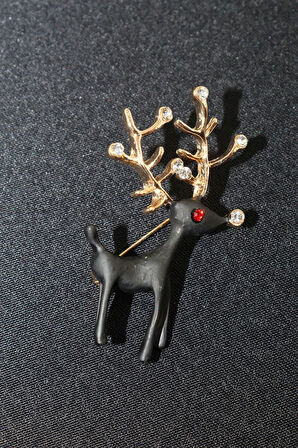 Geyik broş. Taşlı tasarım broş. Yaka iğnesi broş. Kadın broş. Broş.