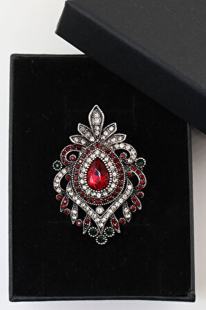 Yakut Broş. Kadın Yaka Iğnesi Broş. Yakut Taşlı Broş. Kadın Broş. Renk Gümüş Broş.