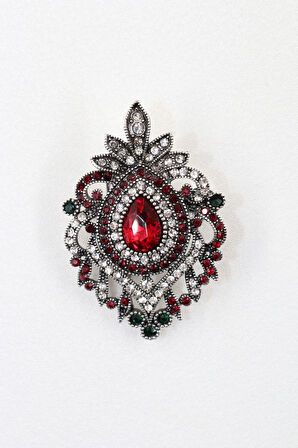 Yakut Broş. Kadın Yaka Iğnesi Broş. Yakut Taşlı Broş. Kadın Broş. Renk Gümüş Broş.