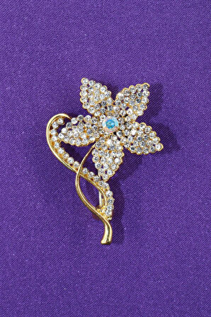 Altın İnci Çiçeği Broş. Taşlı Tasarım İnci Çiçek Broş. Yaka İğnesi Broş. Kadın Broş. Broş.