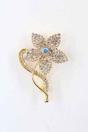 Altın İnci Çiçeği Broş. Taşlı Tasarım İnci Çiçek Broş. Yaka İğnesi Broş. Kadın Broş. Broş.