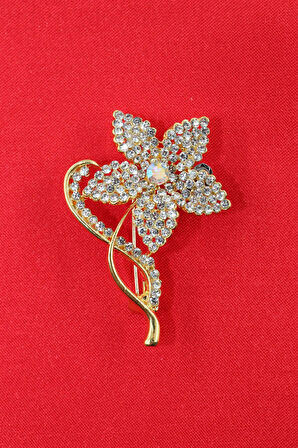 Altın İnci Çiçeği Broş. Taşlı Tasarım İnci Çiçek Broş. Yaka İğnesi Broş. Kadın Broş. Broş.