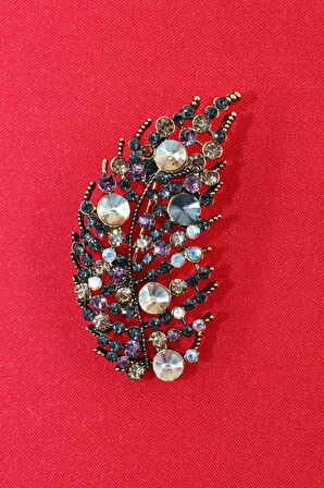 Kanat broş. Taşlı tasarım kanat broş. Yaka iğnesi broş. Kadın broş. Broş.