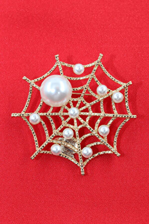 Örümcek ağı broş. Yaka iğnesi broş, incili örümcek ağı broş. Kadın broş. Broş. Erkek broş. Unisex