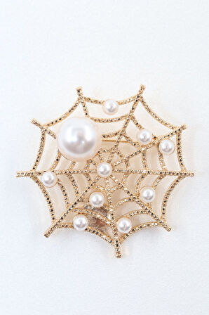 Örümcek ağı broş. Yaka iğnesi broş, incili örümcek ağı broş. Kadın broş. Broş. Erkek broş. Unisex