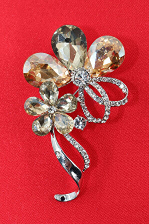 Pırlantalı yasemin çiçeği broş. Yaka iğnesi broş. Taşlı tasarım yasemin çiçek broş. Kadın broş. Broş