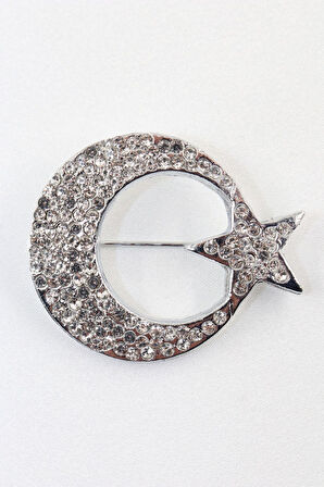 Ay yıldız broş. Yaka iğnesi broş. Taşlı tasarım ay yıldız broş. Kadın broş. Erkek broş.Broş. Unisex