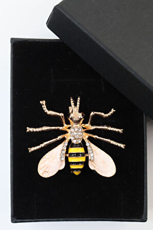 Arı broş. Yaka iğnesi broş. Taşlı tasarım arı broş. Kadın broş. Erkek broş.Broş. Unisex