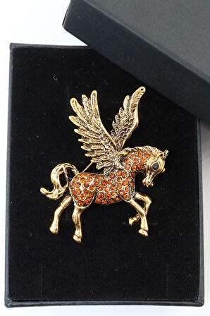 Pegasus Atı Broş. Yaka Iğnesi Broş. Tasarım Pegasus Taşlı Broş. Kadın Broş. Erkek Broş. Gold Broş