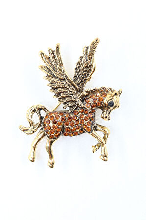 Pegasus Atı Broş. Yaka Iğnesi Broş. Tasarım Pegasus Taşlı Broş. Kadın Broş. Erkek Broş. Gold Broş