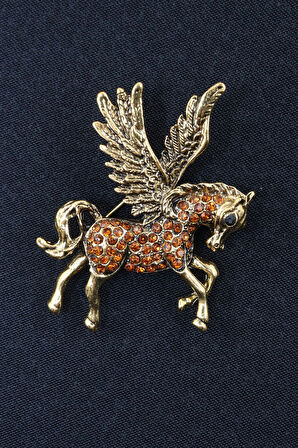 Pegasus Atı Broş. Yaka Iğnesi Broş. Tasarım Pegasus Taşlı Broş. Kadın Broş. Erkek Broş. Gold Broş
