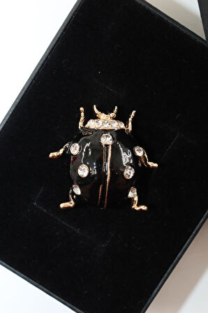 Uğur böceği broş. Yaka iğnesi broş. Taşlı tasarım broş. Kadın broş. Erkek broş. Broş. Unisex