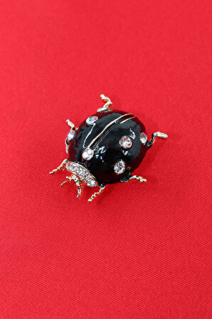 Uğur böceği broş. Yaka iğnesi broş. Taşlı tasarım broş. Kadın broş. Erkek broş. Broş. Unisex