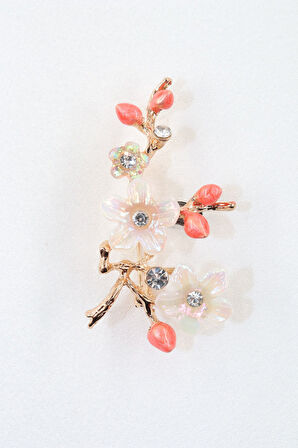 Kiraz çiçeği broş. Yaka iğnesi broş. Taşlı tasarım kiraz çiçeği broş. Kadın broş. Broş