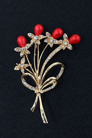 Nar Tanesi Broş. Kadın Yaka Iğnesi Broş. Nar Tanesi Çiçek Broş. Kadın Broş. Gold Broş. Taşlı Broş.