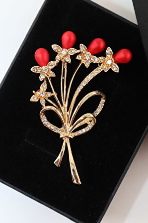 Nar Tanesi Broş. Kadın Yaka Iğnesi Broş. Nar Tanesi Çiçek Broş. Kadın Broş. Gold Broş. Taşlı Broş.