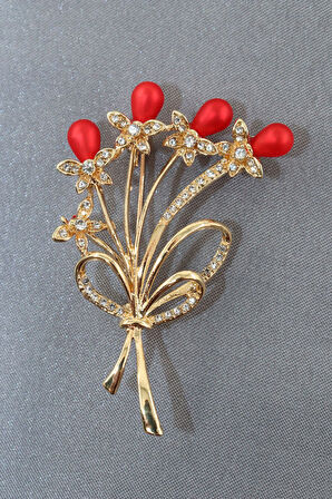 Nar Tanesi Broş. Kadın Yaka Iğnesi Broş. Nar Tanesi Çiçek Broş. Kadın Broş. Gold Broş. Taşlı Broş.