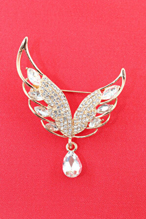 Melek Kanadı Broş. Pırlanta Melek Kanadı Broş. Taşlı Broş. Yaka Iğnesi Broş. Kadın Broş. Gold Broş