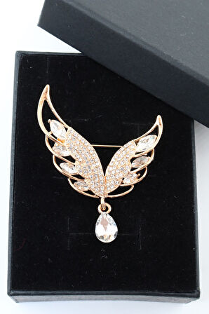 Melek Kanadı Broş. Pırlanta Melek Kanadı Broş. Taşlı Broş. Yaka Iğnesi Broş. Kadın Broş. Gold Broş