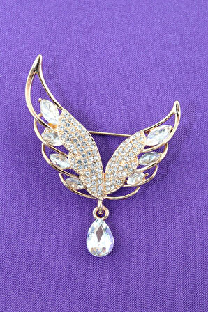 Melek Kanadı Broş. Pırlanta Melek Kanadı Broş. Taşlı Broş. Yaka Iğnesi Broş. Kadın Broş. Gold Broş