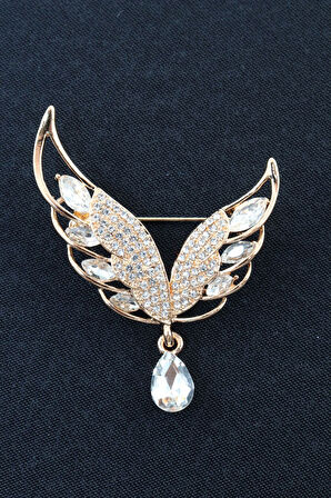 Melek Kanadı Broş. Pırlanta Melek Kanadı Broş. Taşlı Broş. Yaka Iğnesi Broş. Kadın Broş. Gold Broş