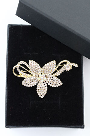 Yasemin çiçeği broş. Taşlı tasarım yasemin çiçeği broş. Yaka iğnesi broş. Kadın broş. Broş