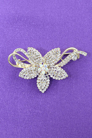 Yasemin çiçeği broş. Taşlı tasarım yasemin çiçeği broş. Yaka iğnesi broş. Kadın broş. Broş
