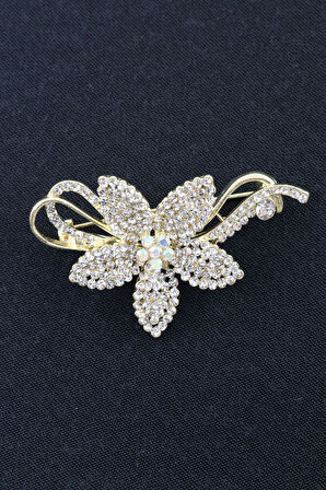 Yasemin çiçeği broş. Taşlı tasarım yasemin çiçeği broş. Yaka iğnesi broş. Kadın broş. Broş