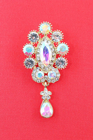 Su damlası broş. Pırlanta taşlı su damlası broş. Yaka iğnesi broş. Kadın broş. Broş