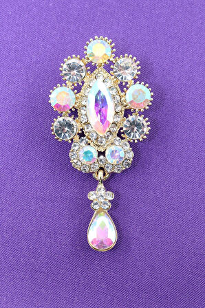 Su damlası broş. Pırlanta taşlı su damlası broş. Yaka iğnesi broş. Kadın broş. Broş