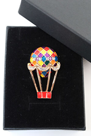 Uçan balon broş. Taşlı tasarım broş. Yaka iğnesi broş. Kadın broş. Erkek broş. Broş. Unisex