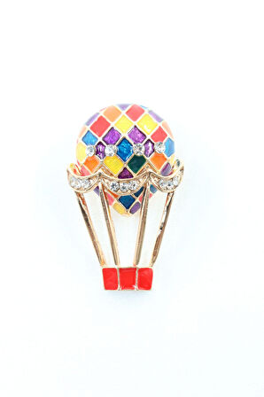 Uçan balon broş. Taşlı tasarım broş. Yaka iğnesi broş. Kadın broş. Erkek broş. Broş. Unisex