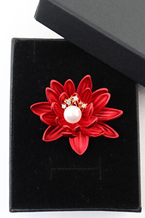 Nilüfer Çiçeği Broş. Yaka Iğnesi Broş, Incili Broş. Çiçek Broş. Taşlı Broş. Kadın Broş. Nilüfer Broş