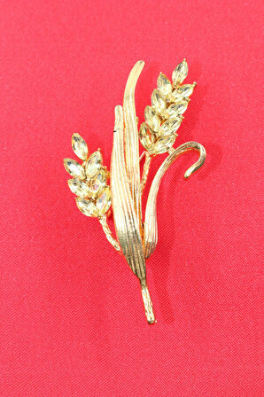 Buğday başağı broş. Altın buğday başağı broş. Yaka iğnesi broş. Kadın broş. Erkek broş. Broş. Unisex