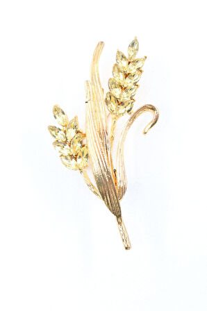 Buğday başağı broş. Altın buğday başağı broş. Yaka iğnesi broş. Kadın broş. Erkek broş. Broş. Unisex