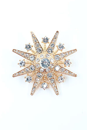 Gold Kar tanesi broş. Taşlı tasarım broş. Yaka iğnesi broş. Kadın broş. Erkek broş. Broş. Unisex