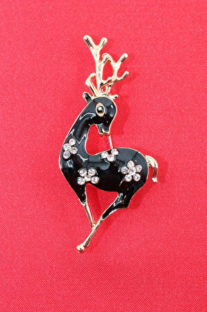 Geyik broş. Taşlı tasarım geyik broş. Yaka iğnesi broş. Kadın broş. Broş.