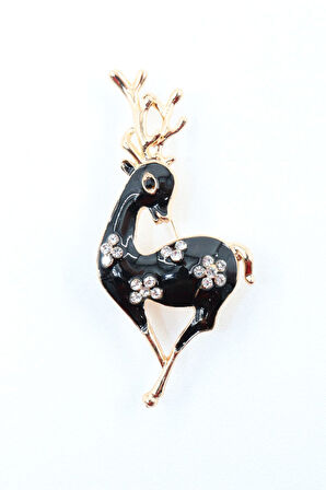 Geyik broş. Taşlı tasarım geyik broş. Yaka iğnesi broş. Kadın broş. Broş.