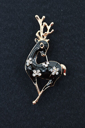 Geyik broş. Taşlı tasarım geyik broş. Yaka iğnesi broş. Kadın broş. Broş.